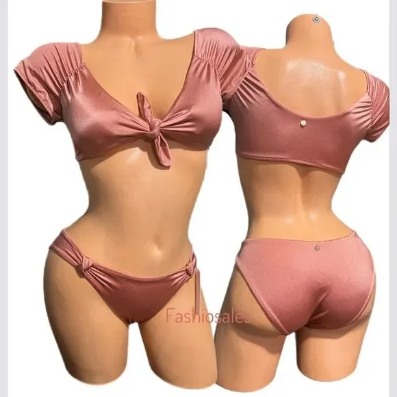 Victoria’s Secret Swim Twist off Shoulder Short-sleeve Bikini Top & Bottom Set - Picture 12 of 12